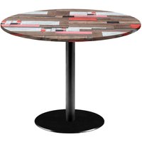 Table Rome XL ronde - décor bois RestooTab; 75x120 cm (HxØ); Plateau multicolore, Structure noir; rond(e)