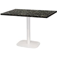 Table Round rectangulaire pied blanc - décors bois & pierres RestooTab; 120x70x75 cm (LxlxH); noir/terrazzo; rectangulaire