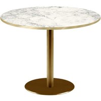 RestooTab Table Rome XL ronde pied doré - décors pierres & chants laiton; 75x120 cm (HxØ); gris clair/laiton/marbré; rond(e)