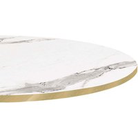 Plateau de table rond, décor marbre, chant couleur laiton RestooTab; 120x120 cm (Lxl); blanc/gris/laiton; rond(e)