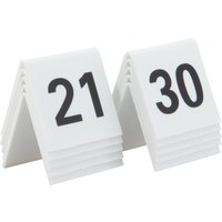 Lot de 10 Numéros de table de 21-30 - Acrylique blanc avec chiffres noirs Securit; 5x5 cm (lxH); blanc