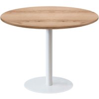 Table Rome XL ronde pied blanc - décor bois RestooTab; 120x120x75x120 cm (LxlxHxØ); chêne/naturel; Structure noir; rond(e)