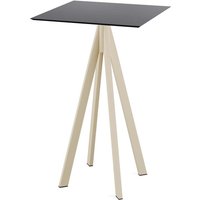 Tavolo alto Infinity con struttura color sabbia + piano quadrato in HPL Feros; 70x70x109.2 cm (LxLxH); nero; quadrata