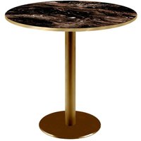 Table Rome ronde pied doré - chant couleur laiton RestooTab; 75x70 cm (HxØ); Plateau noir/doré/laiton, Structure laiton; rond(e)