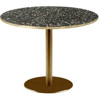 RestooTab Table Rome XL ronde pied doré - décors pierres & chants laiton; 75x120 cm (HxØ); noir/terrazzo/laiton; rond(e)
