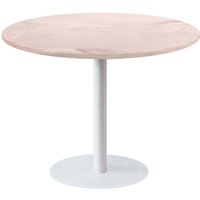 Table Rome XL ronde pied blanc - décor bois RestooTab; 120x120x75x120 cm (LxlxHxØ); bouleau; Structure noir; rond(e)