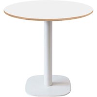 Table Round ronde - décor bois ou uni RestooTab; 75x70 cm (HxØ); Plateau blanc, Structure blanc; rond(e)