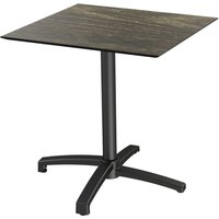 Tavolo da esterno X Cross nero con telaio + HPL quadrato Feros; 74 cm (H); marrone scuro; quadrata