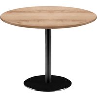 Table Rome XL ronde - décor bois RestooTab; 75x120 cm (HxØ); Plateau chêne/naturel, Structure noir; rond(e)