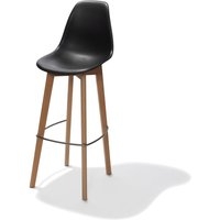 Sgabello da bar Keeve senza braccioli Feros; 47x53x119 cm (LxPxH); seduta nero, struttura marrone; 4 pz. / Pacco