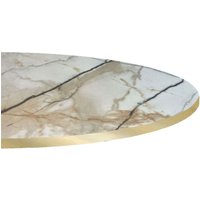 Plateau de table rond, décor marbre, chant couleur laiton RestooTab; 120x120 cm (Lxl); beige naturel/gris/laiton; rond(e)