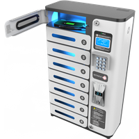 Armadietti SAFE 8 COIN con cavi di ricarica per smartphone akkut; 41.5x66 cm (LxH); bianco