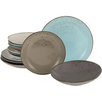 Set assiettes 12 pièces Nature Collection CreaTable; beige/gris/bleu clair