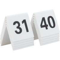 Lot de 10 Numéros de table de 31-40 - Acrylique blanc avec chiffres noirs Securit; 5x5 cm (lxH); blanc