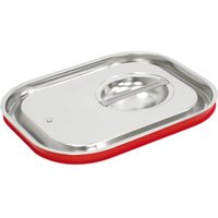 Couvercle pour bac Gastro GN en inox avec joint en silicone, série Standard Stalgast; GN 2/3, 32.5 cm (l); argenté/rouge