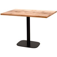 Table Round rectangulaire - décor pierre ou bois RestooTab; 120x70x75 cm (LxlxH); Plateau chêne/brun clair, Structure noir; rectangulaire