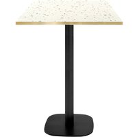 Mange-debout Round carré - chant couleur laiton RestooTab; 60x60x113 cm (LxlxH); Plateau terrazzo, Structure noir; carré(e)