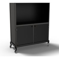 Sideboard da esterno con due porte chiudibili QUATRO; 139x57x182 cm (LxPxH); nero