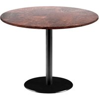 Table Rome XL ronde - décor pierre ou marbre RestooTab; 75x120 cm (HxØ); Plateau métal effet rouillé/brun, Structure noir; rond(e)