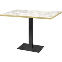 Table Milan rectangulaire - décors pierres RestooTab; 120x70x75 cm (LxlxH); gris clair/laiton/marbré; rectangulaire