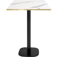 Mange-debout Round carré - chant couleur laiton RestooTab; 60x60x113 cm (LxlxH); Plateau blanc, Structure noir; carré(e)