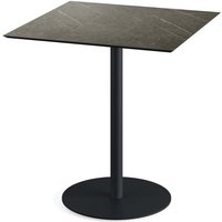 Tavolo da esterno Urban nero con telaio + HPL quadrato Feros; 70x70x73.2 cm (LxLxH); marrone; quadrata