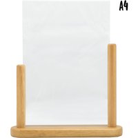 Porte‑affiche de table transparent A4 - acrylique - socle bois finition teck laqué Securit; 7x27x32 cm (LxlxH); brun
