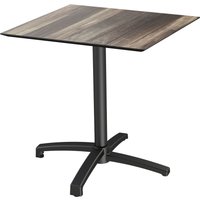 Tavolo da esterno X Cross nero con telaio + HPL quadrato Feros; 74 cm (H); marrone chiaro; quadrata