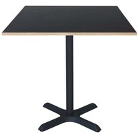 Table Dina carrée - décor bois ou uni RestooTab; 70x70x74 cm (LxlxH); Plateau noir, Structure noir; carré(e)