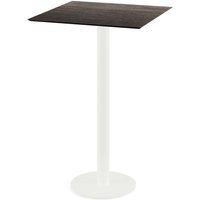 Tavolo alto Urban bianco con struttura + HPL quadrato Feros; 70x70x109.2 cm (LxLxH); marrone scuro; quadrata