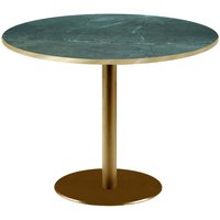 RestooTab Table Rome XL ronde pied doré - décors pierres & chants laiton; 75x120 cm (HxØ); vert foncé/marbré/laiton; rond(e)