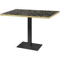 Table Milan rectangulaire - décors pierres RestooTab; 120x70x75 cm (LxlxH); noir/terrazzo/laiton; rectangulaire
