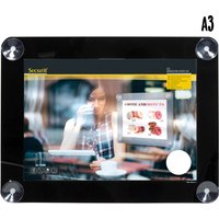 Portamenu A3 per vetrina - Con 4 ventose Securit; 52x39.5 cm (LxH); nero