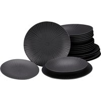 Vesuvio Black - Set di piatti da 18 pezzi CreaTable; nero