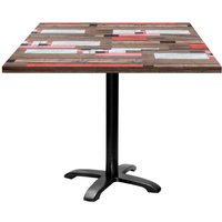 Table Bazila carrée - décor bois RestooTab; 90x90x74 cm (LxlxH); Plateau multicolore, Structure noir; carré(e)