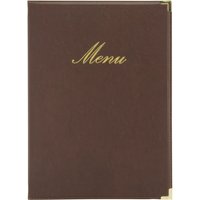 Protège-menu A4 Classic - similicuir - 4 vues Securit; 24.5x34 cm (lxH); brun