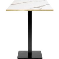 Mange-debout Milan carré - chant couleur laiton RestooTab; 60x60x113 cm (LxlxH); Plateau blanc/gris/laiton, Structure noir; carré(e)