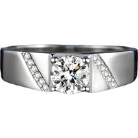Jeulia Simple Men's Engagement Ring Sterling Silver