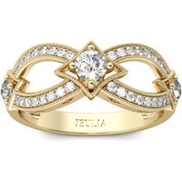 Jeulia Gold Tone Infinity Round Cut Sterling Silver Women's Band