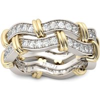 Jeulia Knot Round Cut Sterling Silver Women's Band