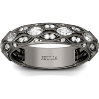 Jeulia Black Tone Marquise Cut Sterling Silver Women's Band