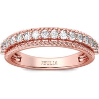 Jeulia Rose Gold Tone Sterling Silver Women's Band