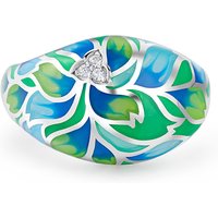 Jeulia "In Full Bloom" Flower Enamel Sterling Silver Women's Band