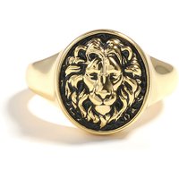 Jeulia "King of Beasts" Lion Gold Tone Sterling Silver Men's Ring