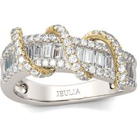 Jeulia Two Tone Intertwined Sterling Silver Women's Band
