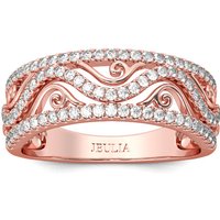 Jeulia Rose Gold Tone Round Cut Sterling Silver Women's Band