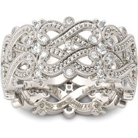 Jeulia Beaded Infinity Sterling Silver Women's Band