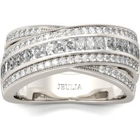 Jeulia Cross Round Cut Sterling Silver Women's Band