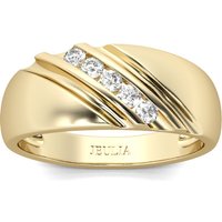 Jeulia Gold Tone Diagonal Round Cut Sterling Silver Men's Band