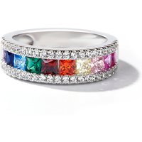 Jeulia Multi-Color Princess Cut Sterling Silver Band